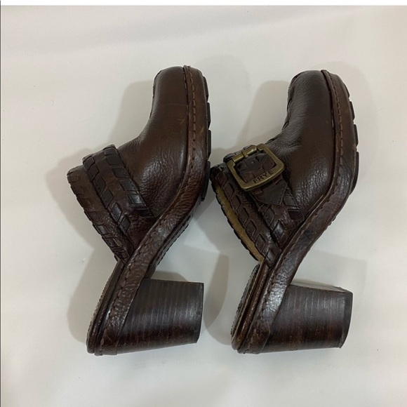 Frye Leather Harness Wooden Heels Mules - Picture 7 of 7